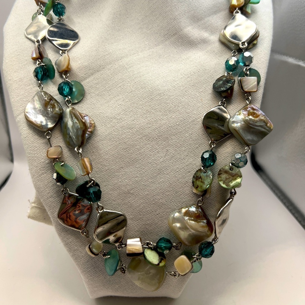 Lia Sophia Ocean Air Necklace with genuine Abalone & Mother of Pearl